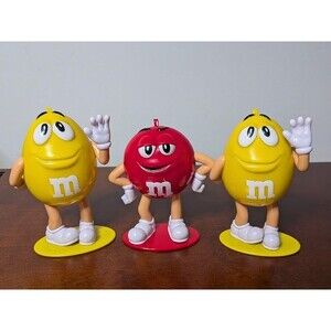 M&M's Candy DISPENSERS Set of 3 Red & Yellow Characters 2017 RARE Figures Toys